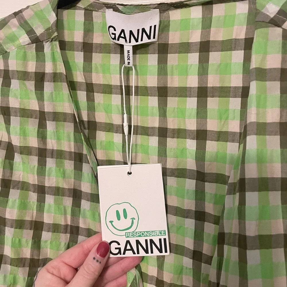 Ganni wrap dress green plaid - Picture 9 of 11